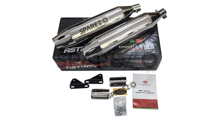 Royal Enfield Super Meteor 650 Red Rooster Astral Exhaust Silencer Polished - SPAREZO